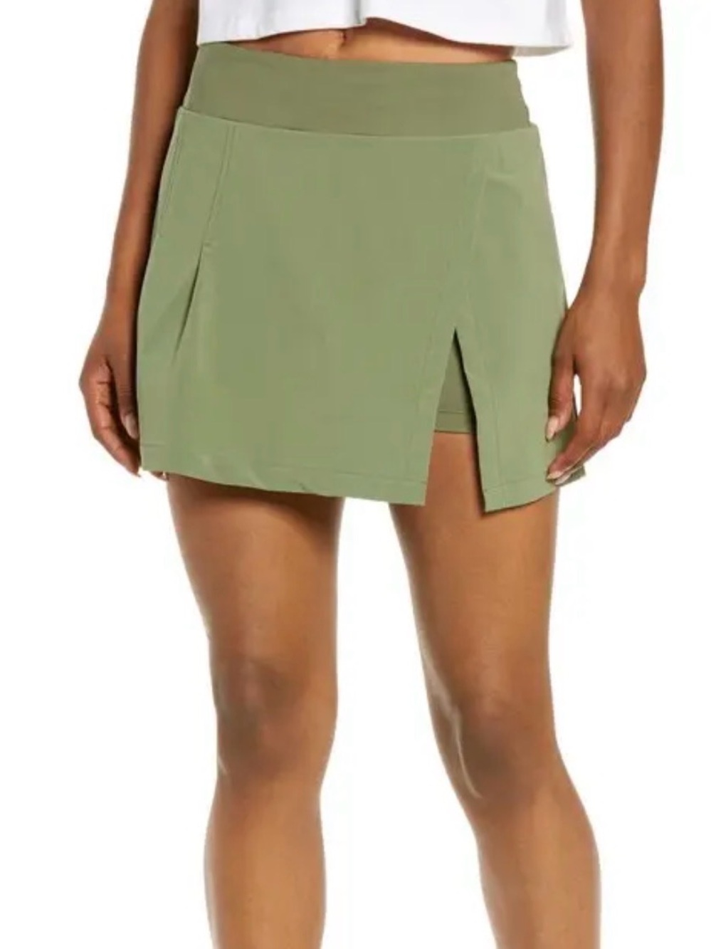 Zella Olive Green Athletic Skort with Front Slit / Size Medium